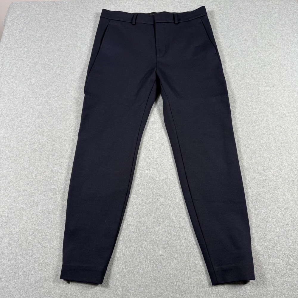 COS Navy Blue Slim Fit Stretch Tapered Ponte Trousers Pants Size 34R